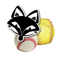 Softball and baseball with FVL Foxhead logo on top of them