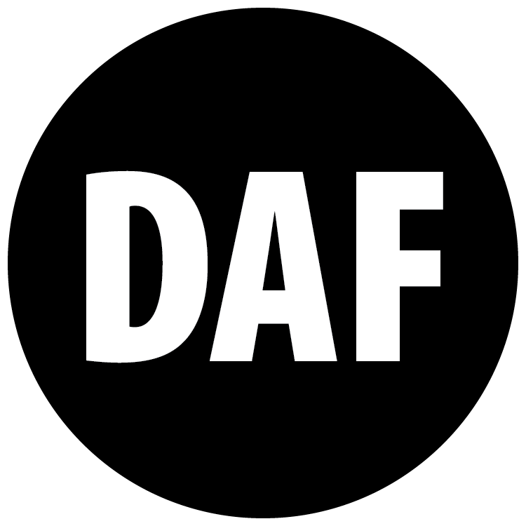 Black circle with DAF in white