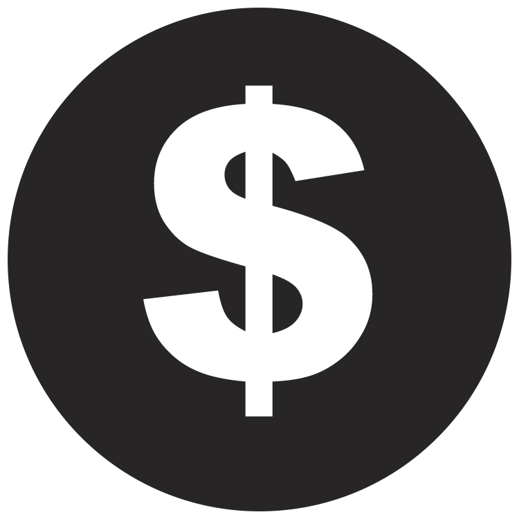 Black circle with white dollar sign
