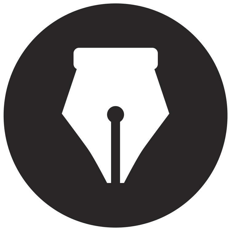 Black circle with white quill tip