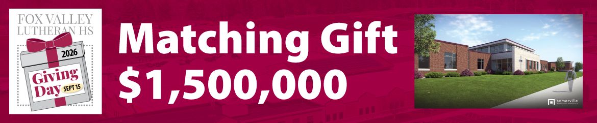 Header for Giving Day that includes event logo and rendering of the new addition