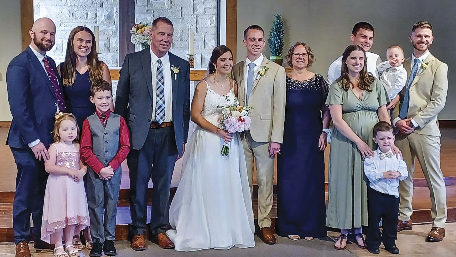 Rev. David Wenzel with family at his son's wedding - family portrait