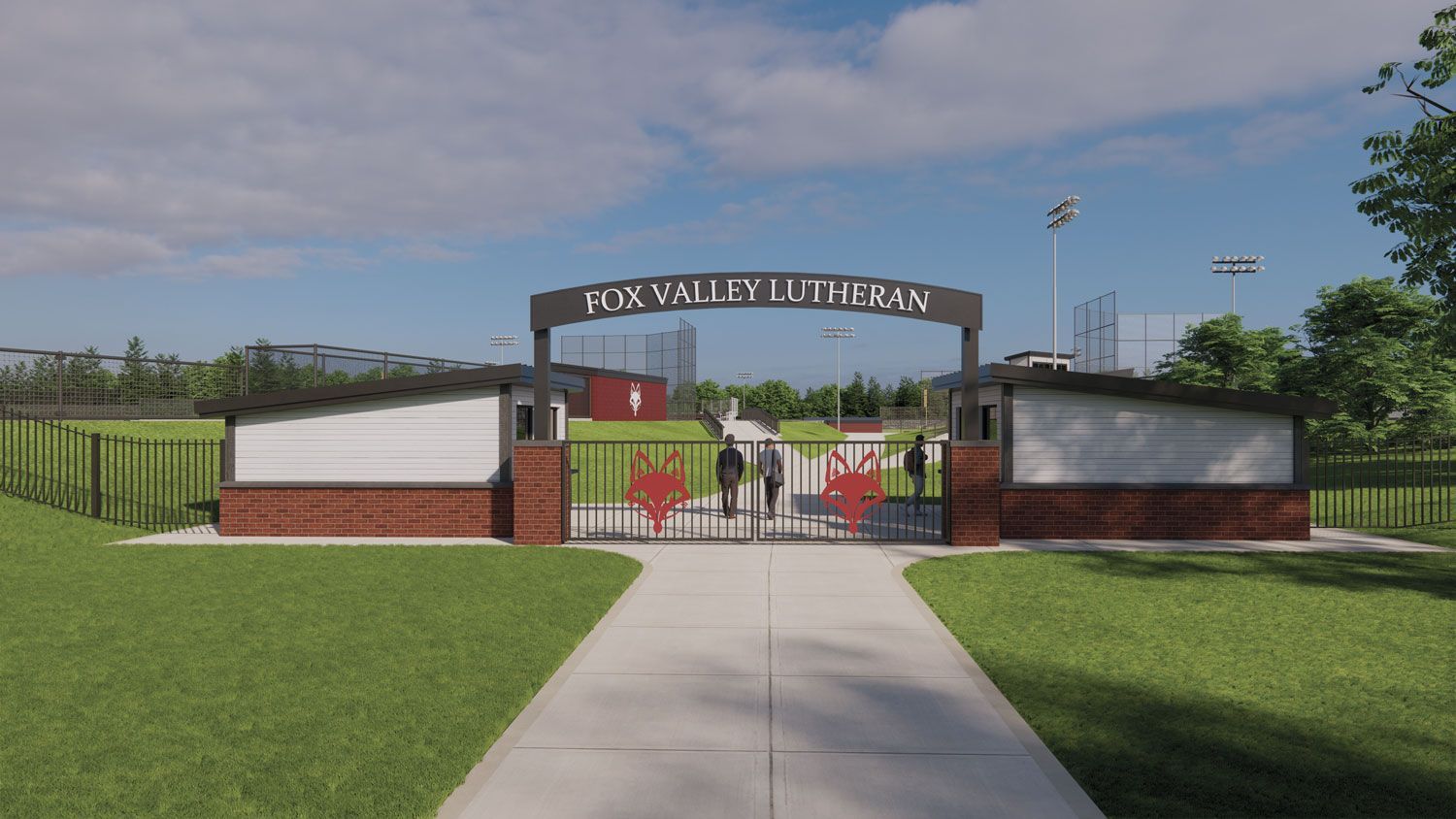 Rendering of gate leading to baseball and softball fields