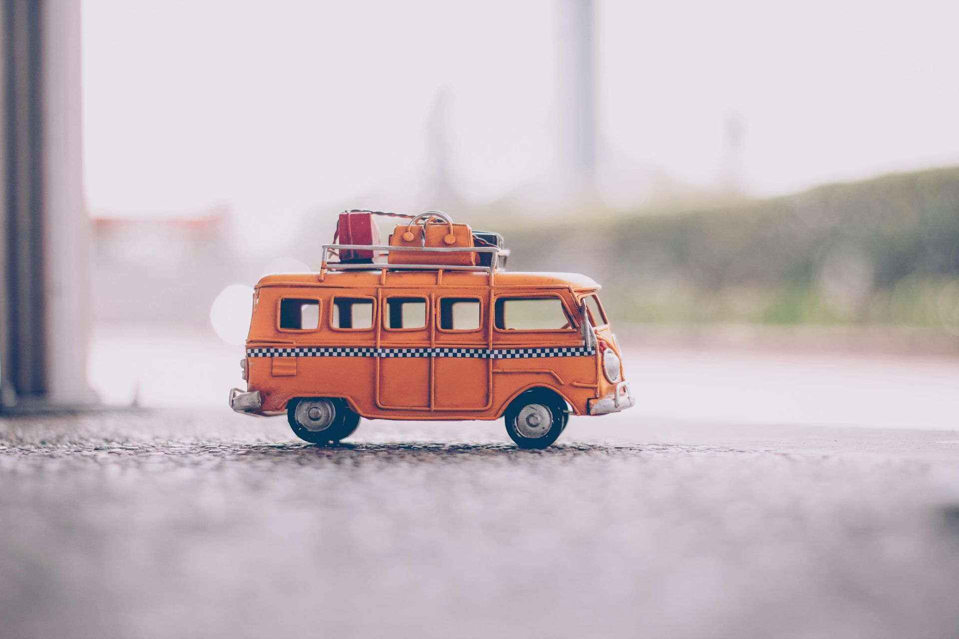 Toy van with luggage in roof rack