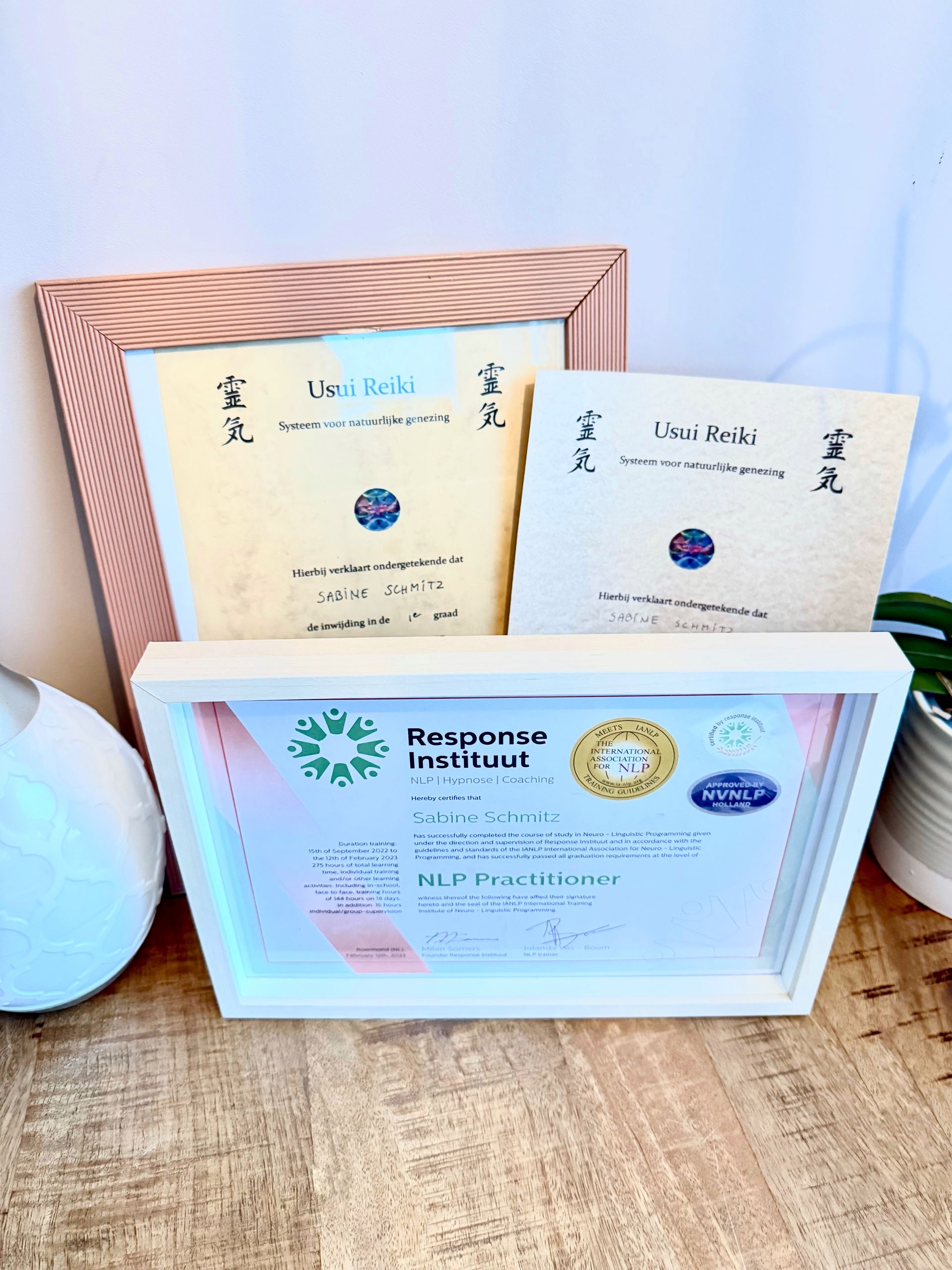 3x Certificaten Reiki, NLP