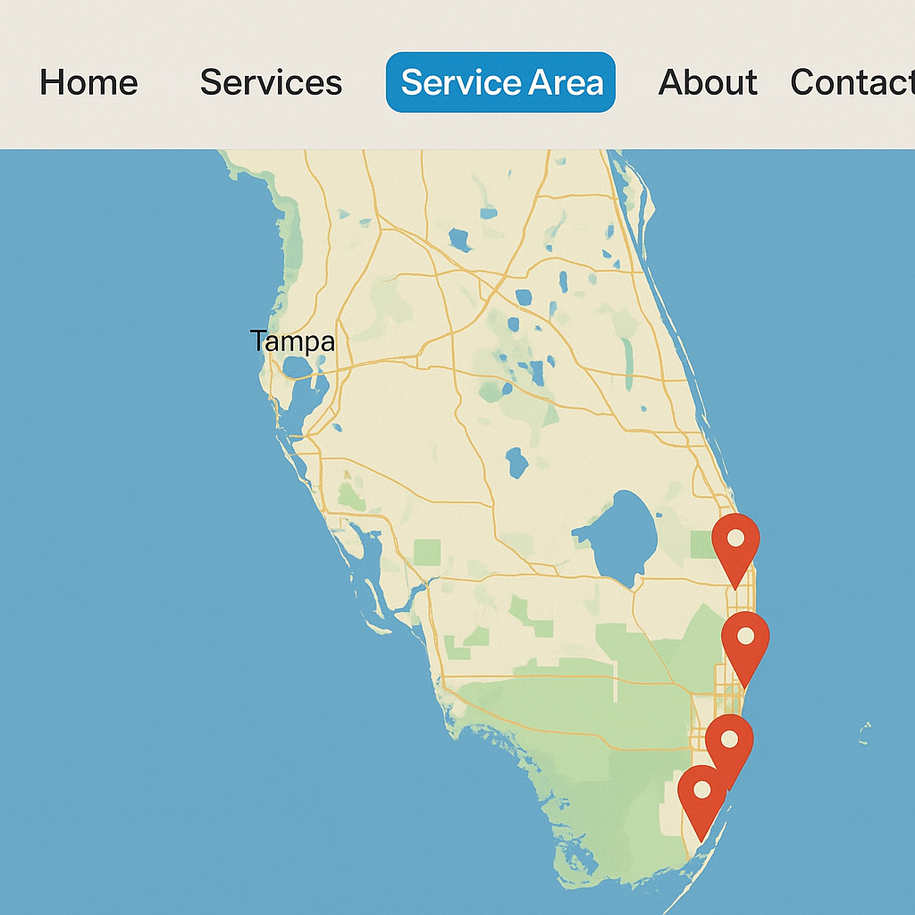 Peterson SEO example of restoration website design service area / geo pages