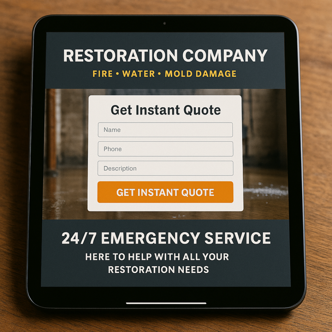 Restoration Website with CTA Get Instant Quote form