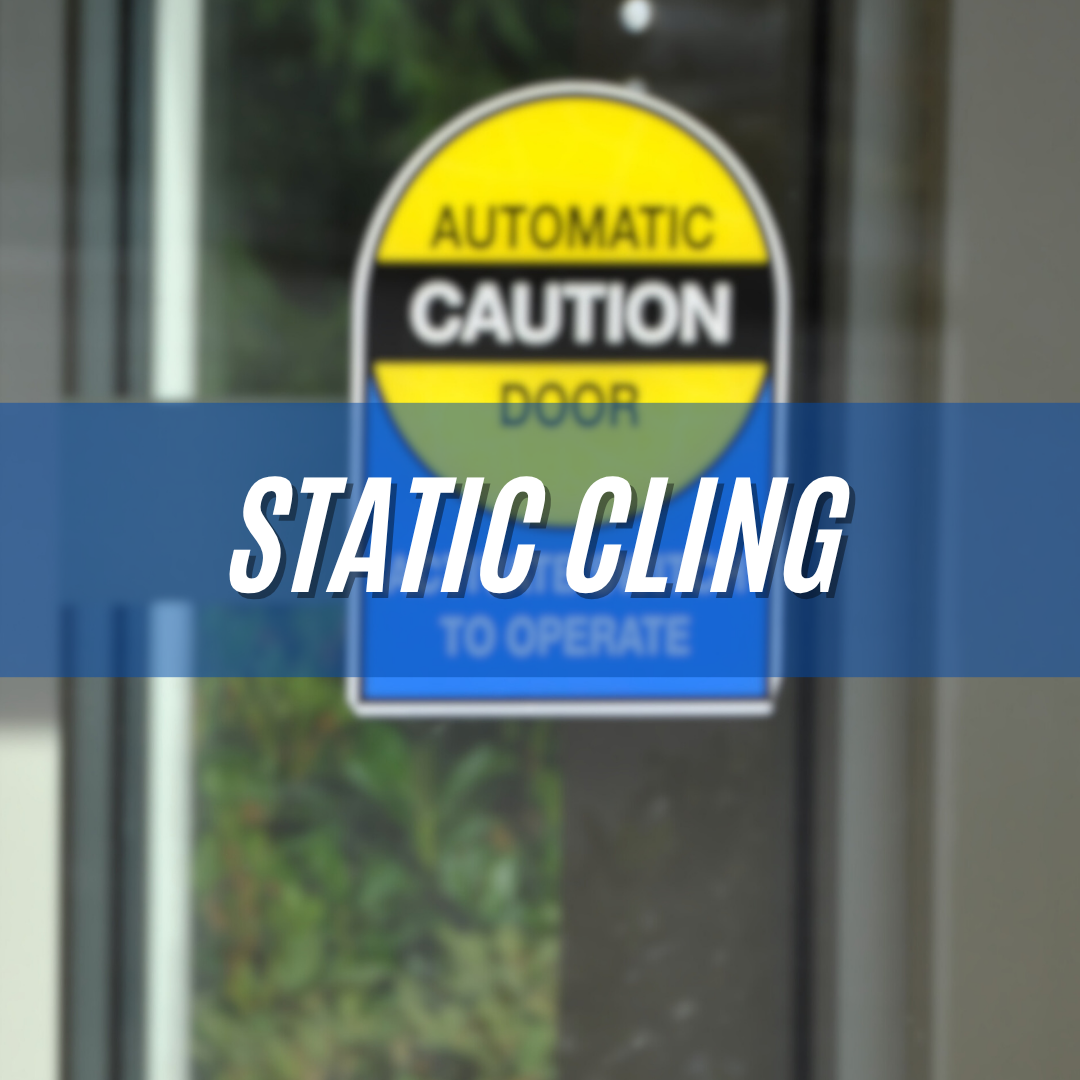 Reusable static cling graphics. Perfect for windows, promotions, and seasonal displays.