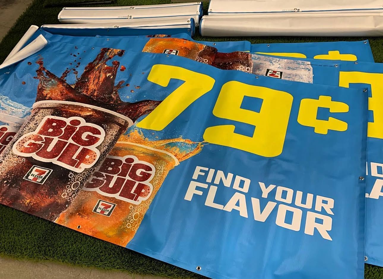 Big Buck promotion banner with blue background, $79c price, and “Find your flavour” text