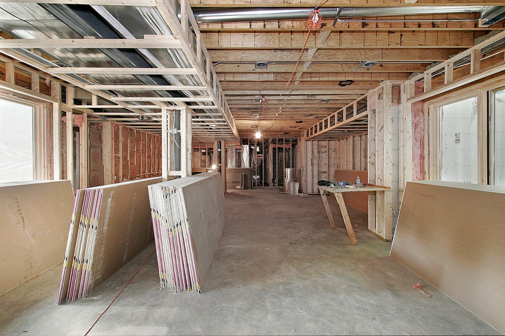 Steel stud framing and drywall