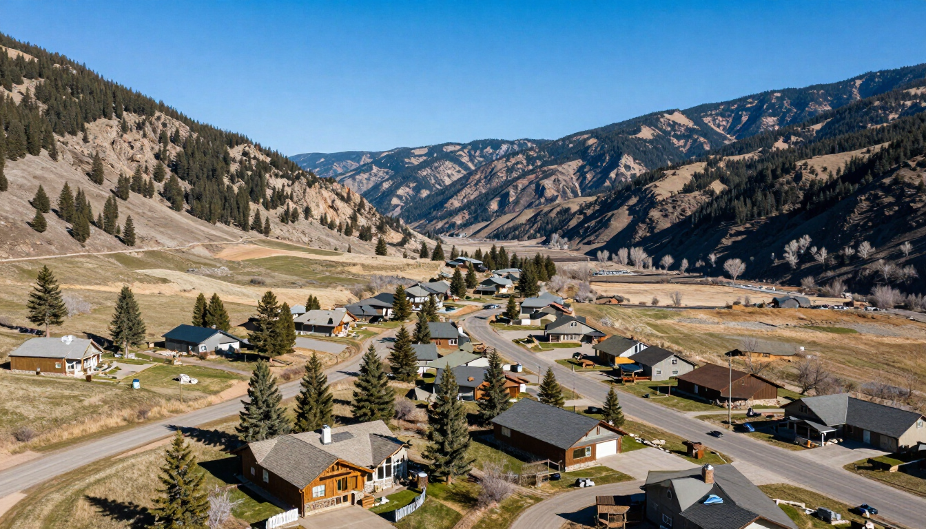 Donnelly, Idaho mountain valley with residential neighborhood