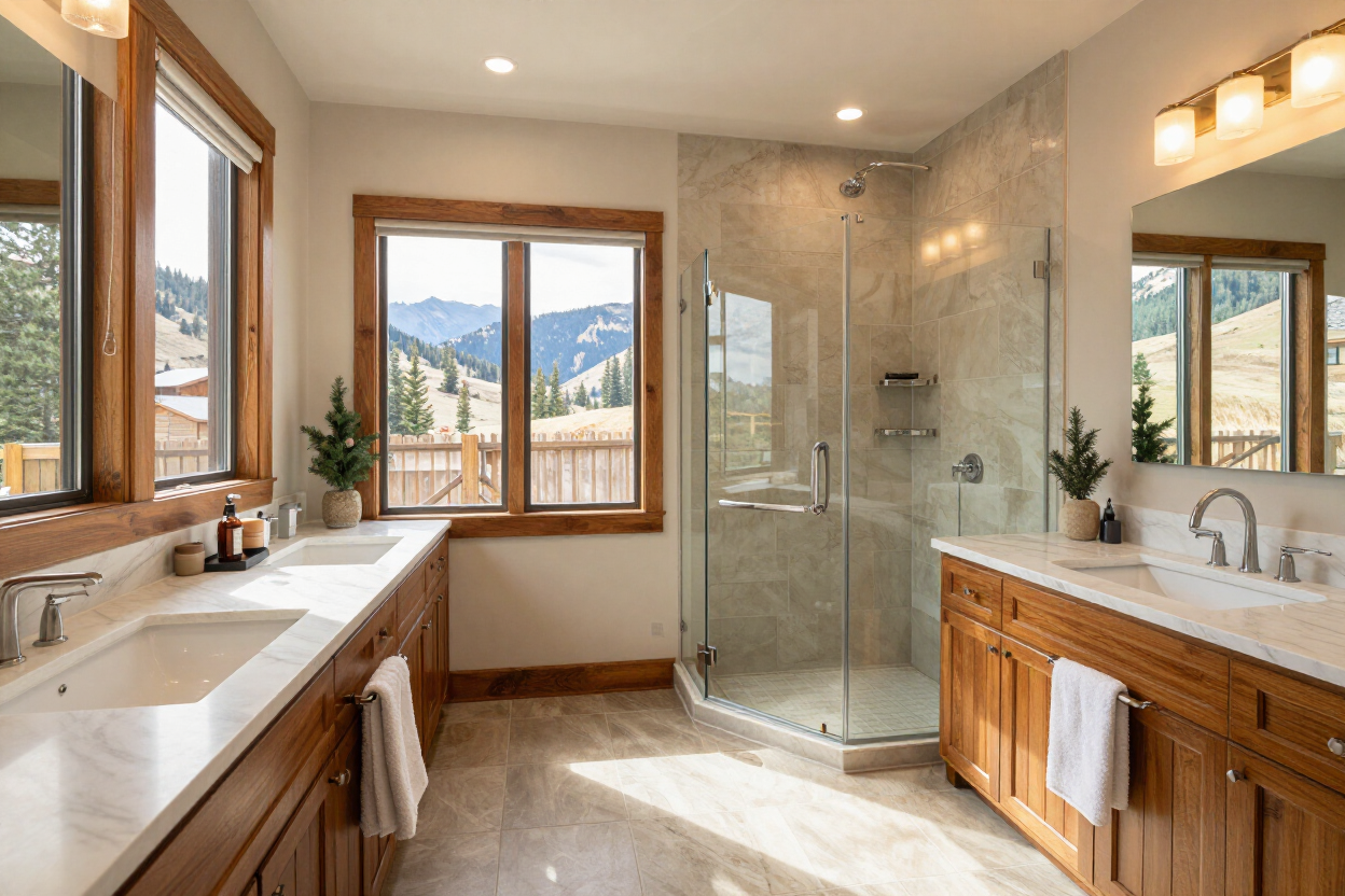 Luxury bathroom remodel by Fee Construction LLC