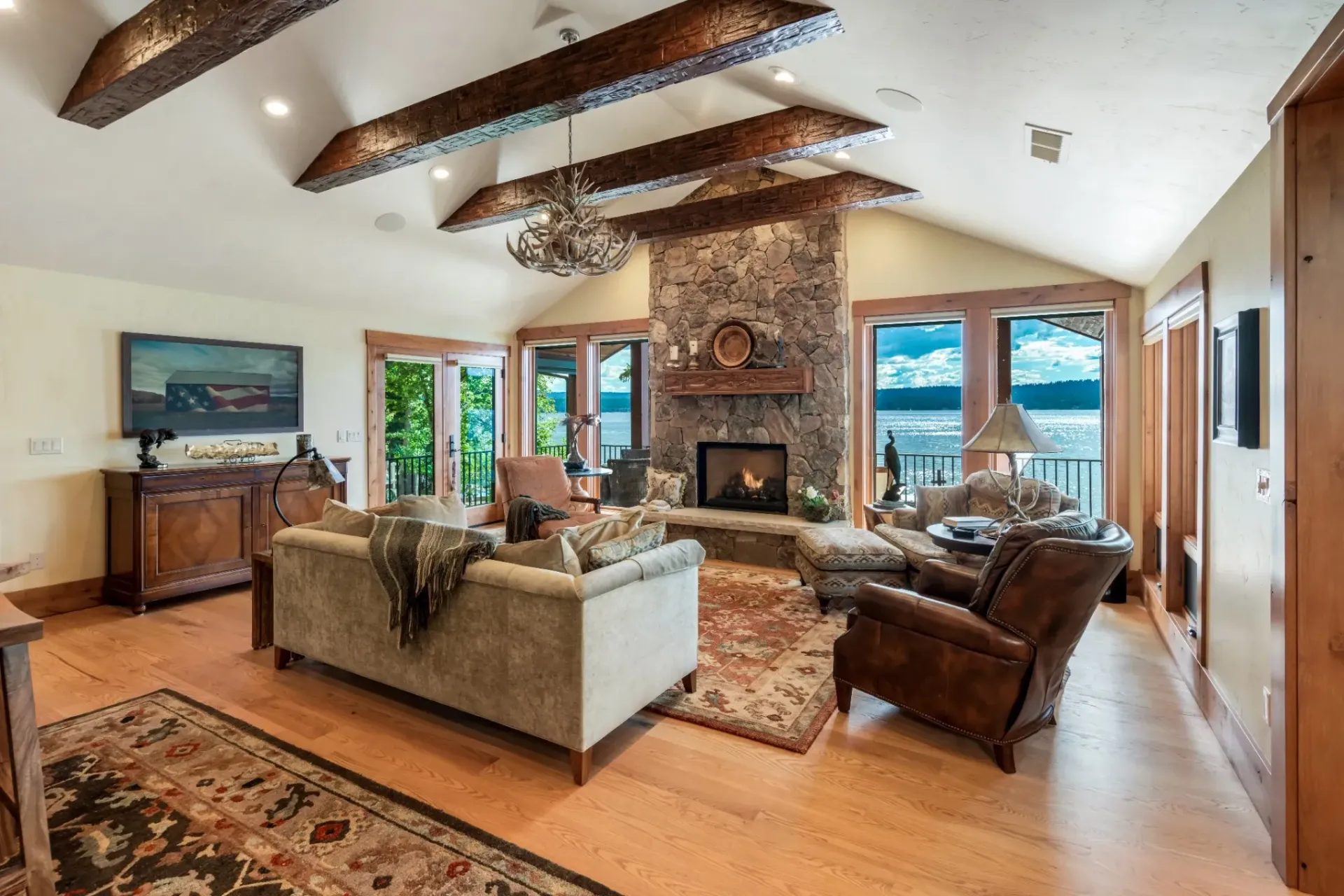 Continuous hardwood flooring throughout custom home