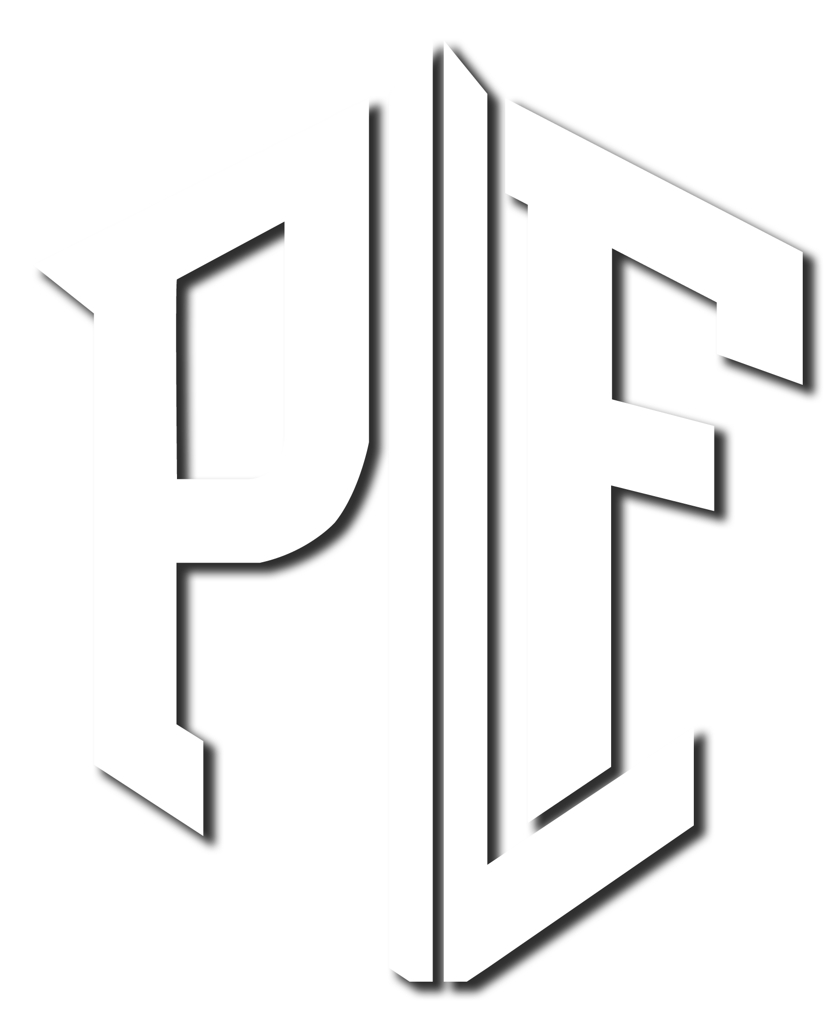 Stylized black-and-white monogram logo with mirrored letters and a central vertical line