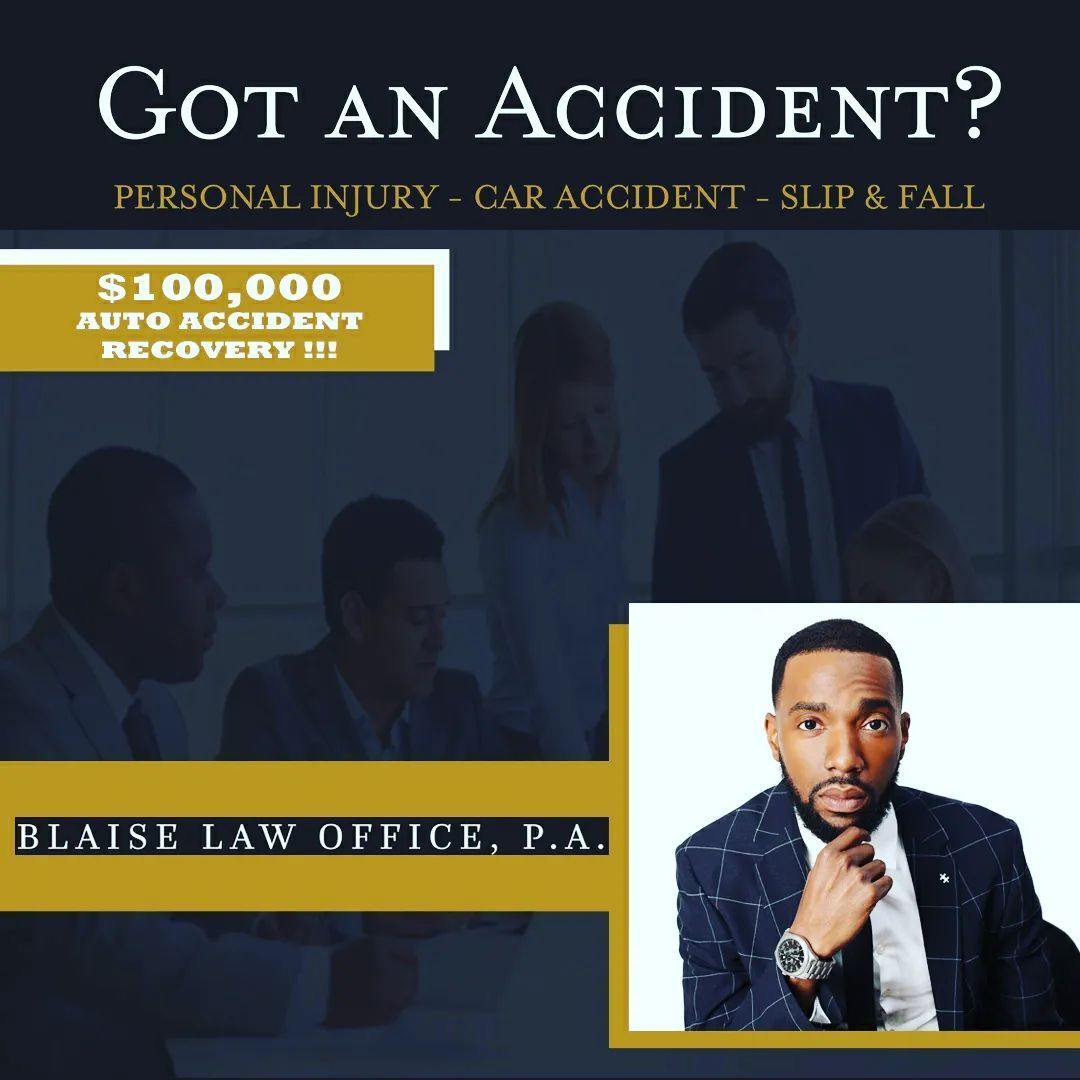 A Blaise Law Office client result showing $100,000 auto accident recovery.