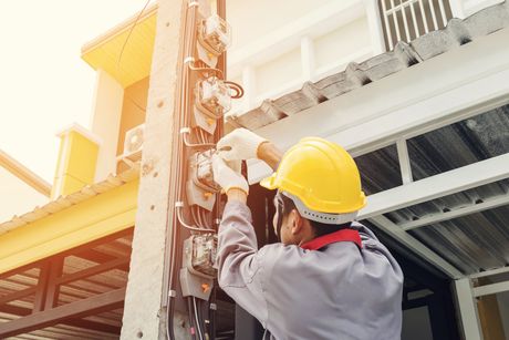 Electrician Installing Power Meter — Parsonsfield, ME —  Jamieson Electrical Service LLC