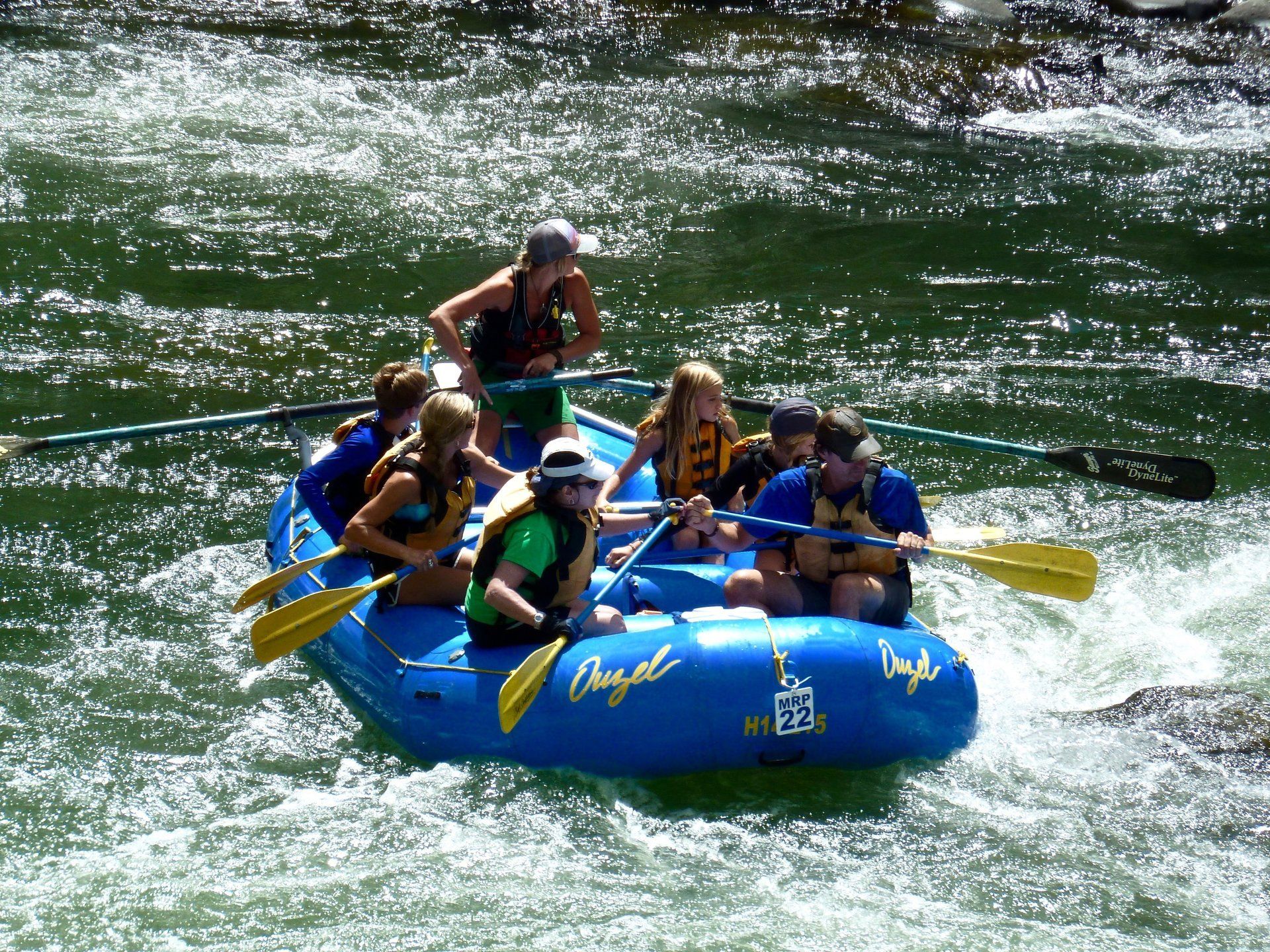 This is an oar-assisted paddle raft with Ouzel Outfitters.
