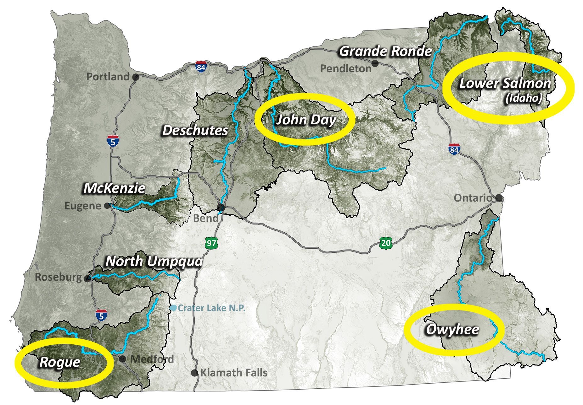 This is a map of the Oregon and Idaho rivers.