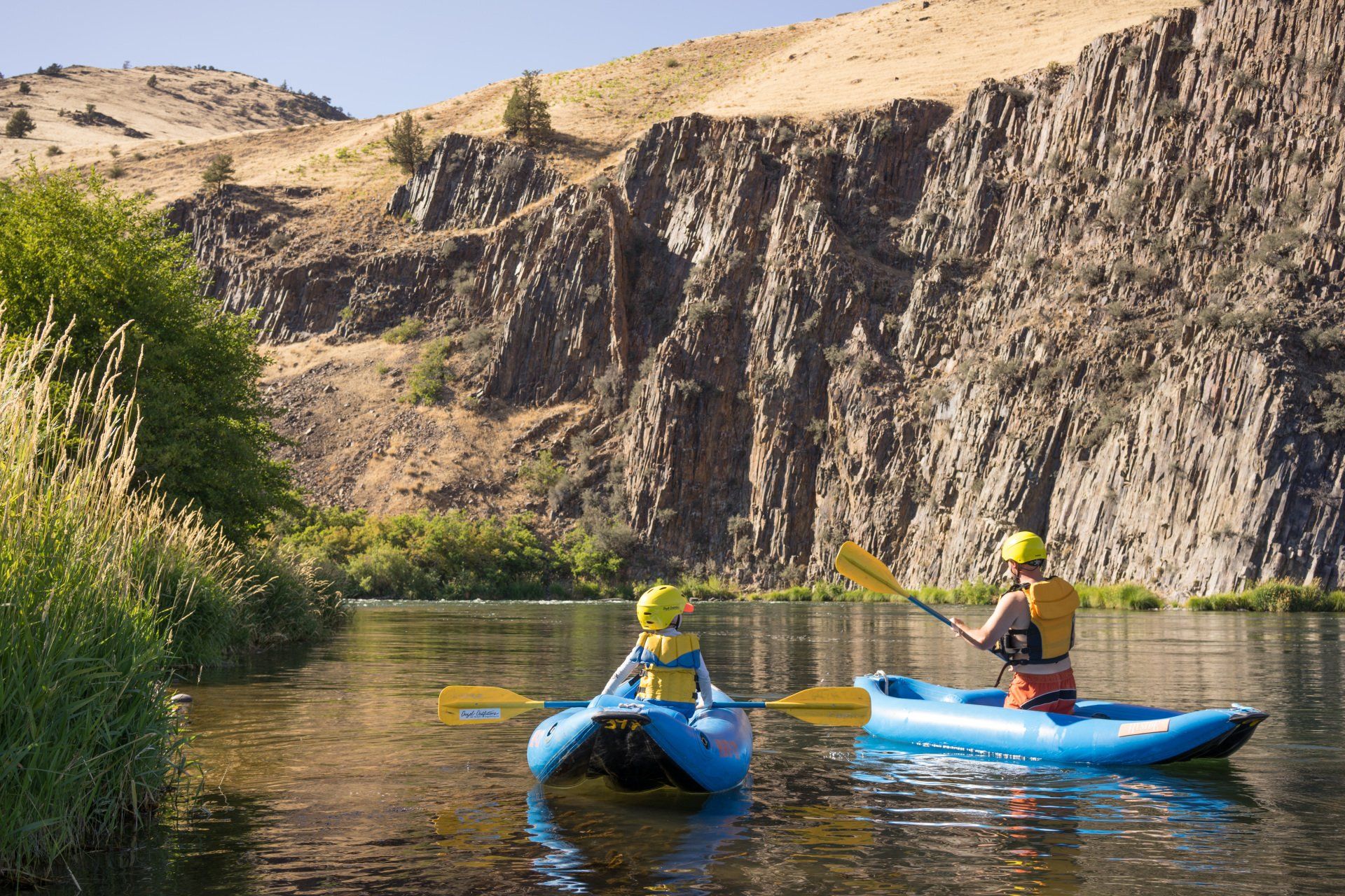 Inflatable kayaks are a thrilling way to explore the Deschutes River near Bend Oregon.