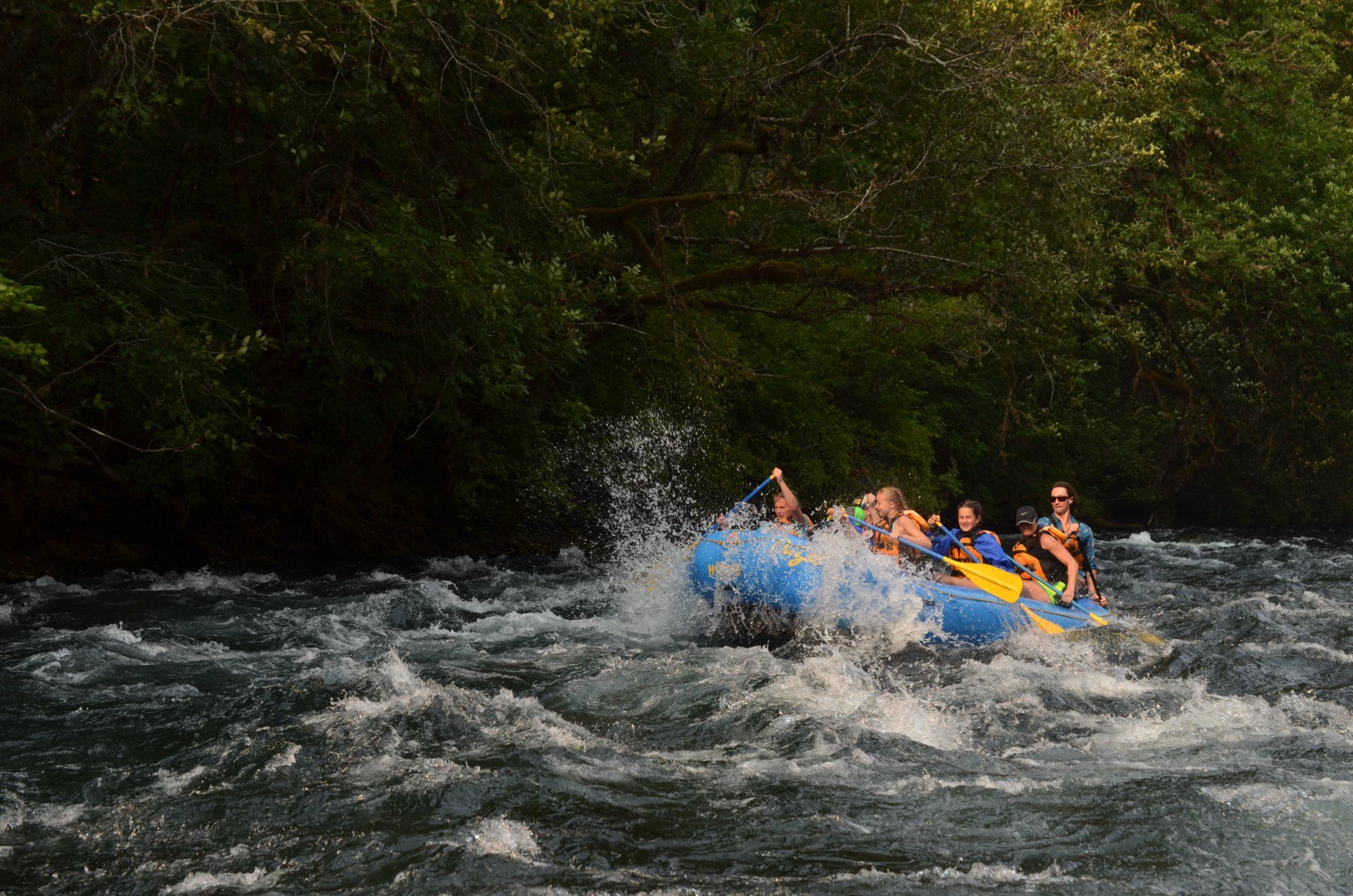 A group rafting on the McKenzie River.
