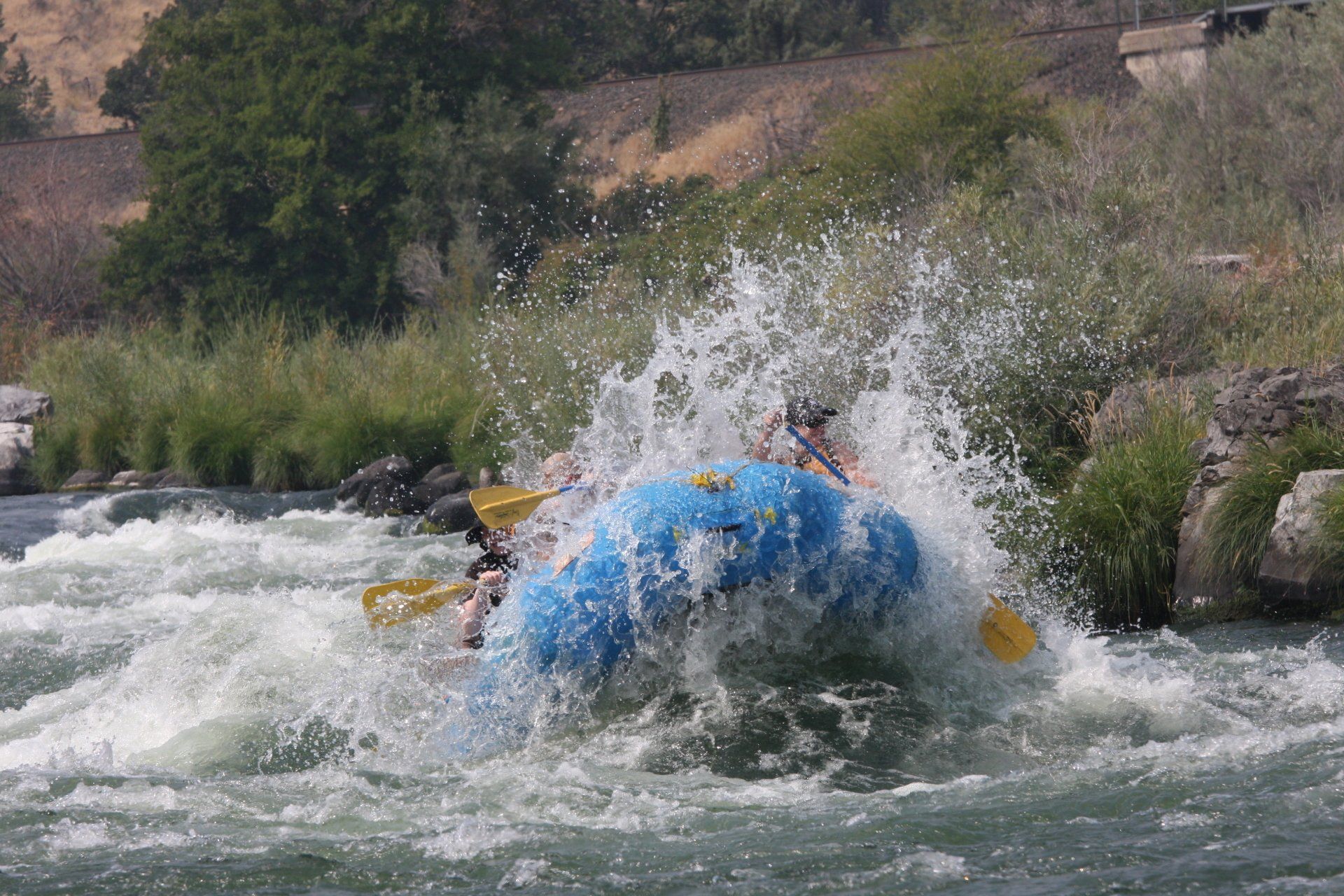 Fun, splashy rapids on the Deschutes River in Central Oregon near Mt. Hood, Bend, and Portland. 