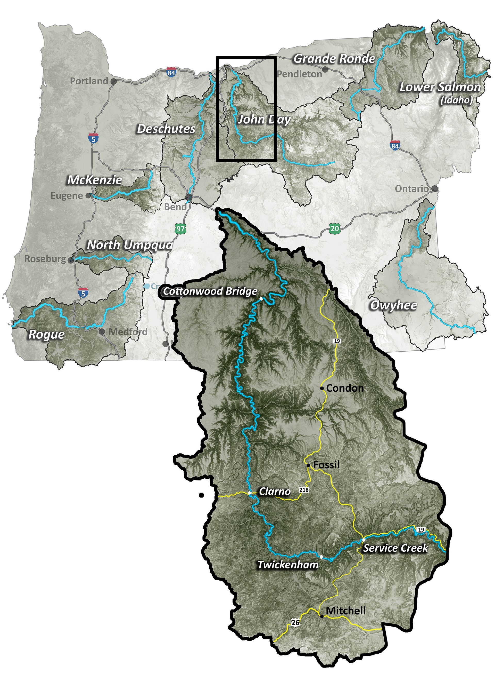 This is a map showing the John Day River drainage.