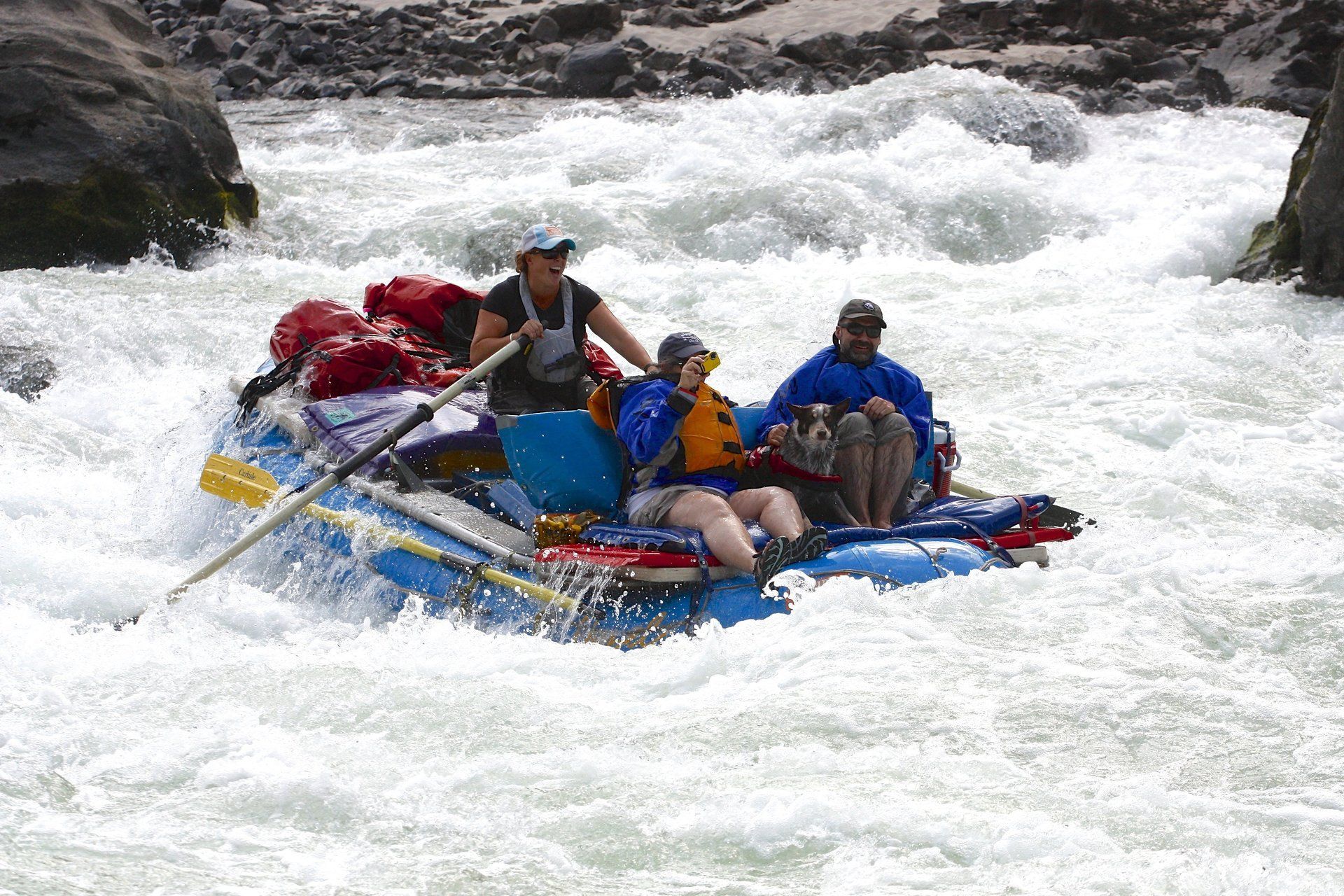 Floating big rapids in Oregon.