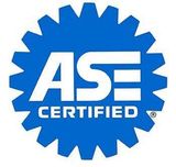 ASE Certified blue seal logo with white text