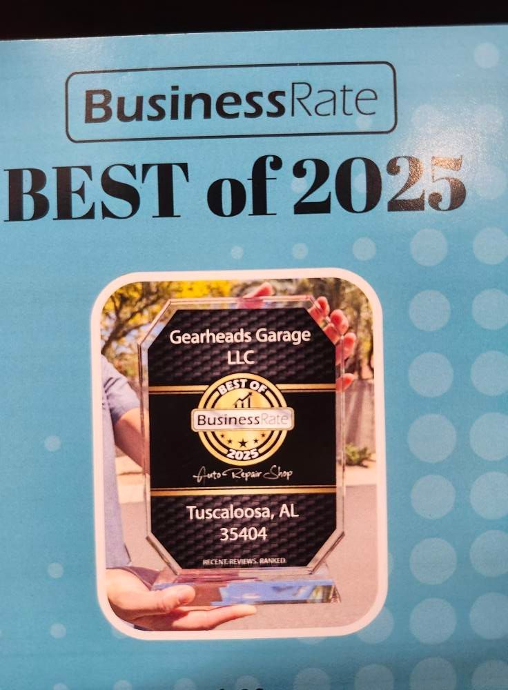 BusinessRate Best of 2023 award plaque for Gearheads Garage LLC in Tuscaloosa, AL
