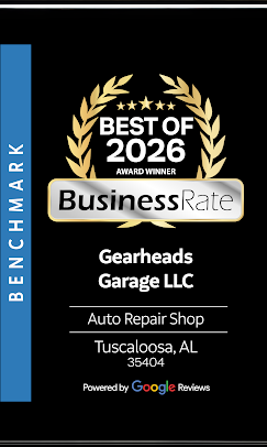 BusinessRate Best of 2025 badge for Gearheads Garage LLC in Tuscaloosa, AL