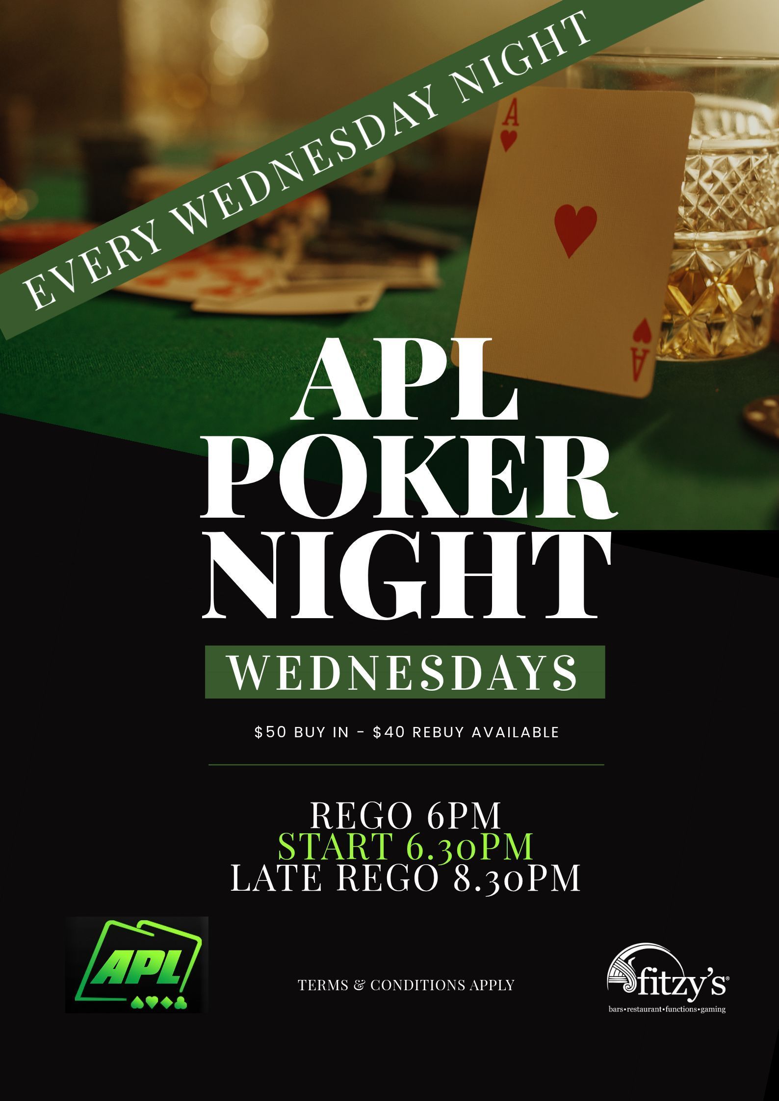 A poster for a pub poker event on wednesdays