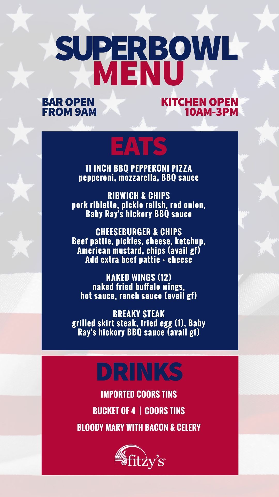 A menu for a restaurant called super bowl menu