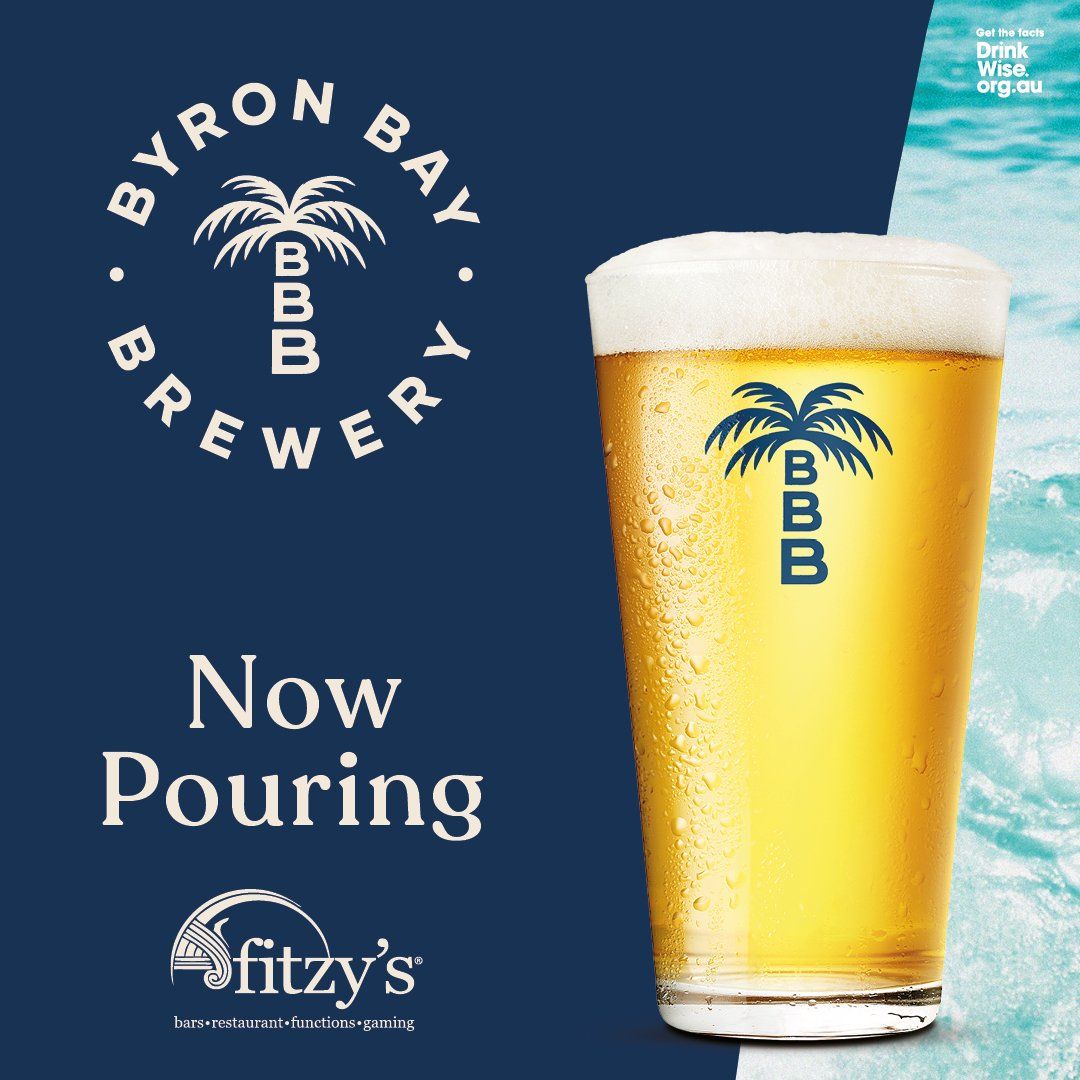 A glass of beer from byron bay brewery is now pouring