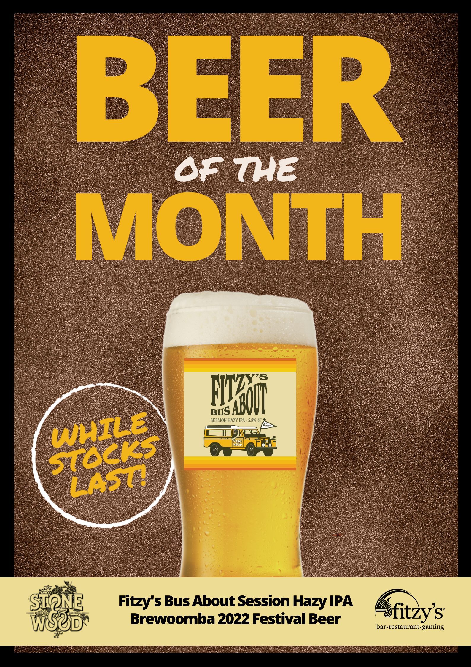A poster that says beer of the month on it
