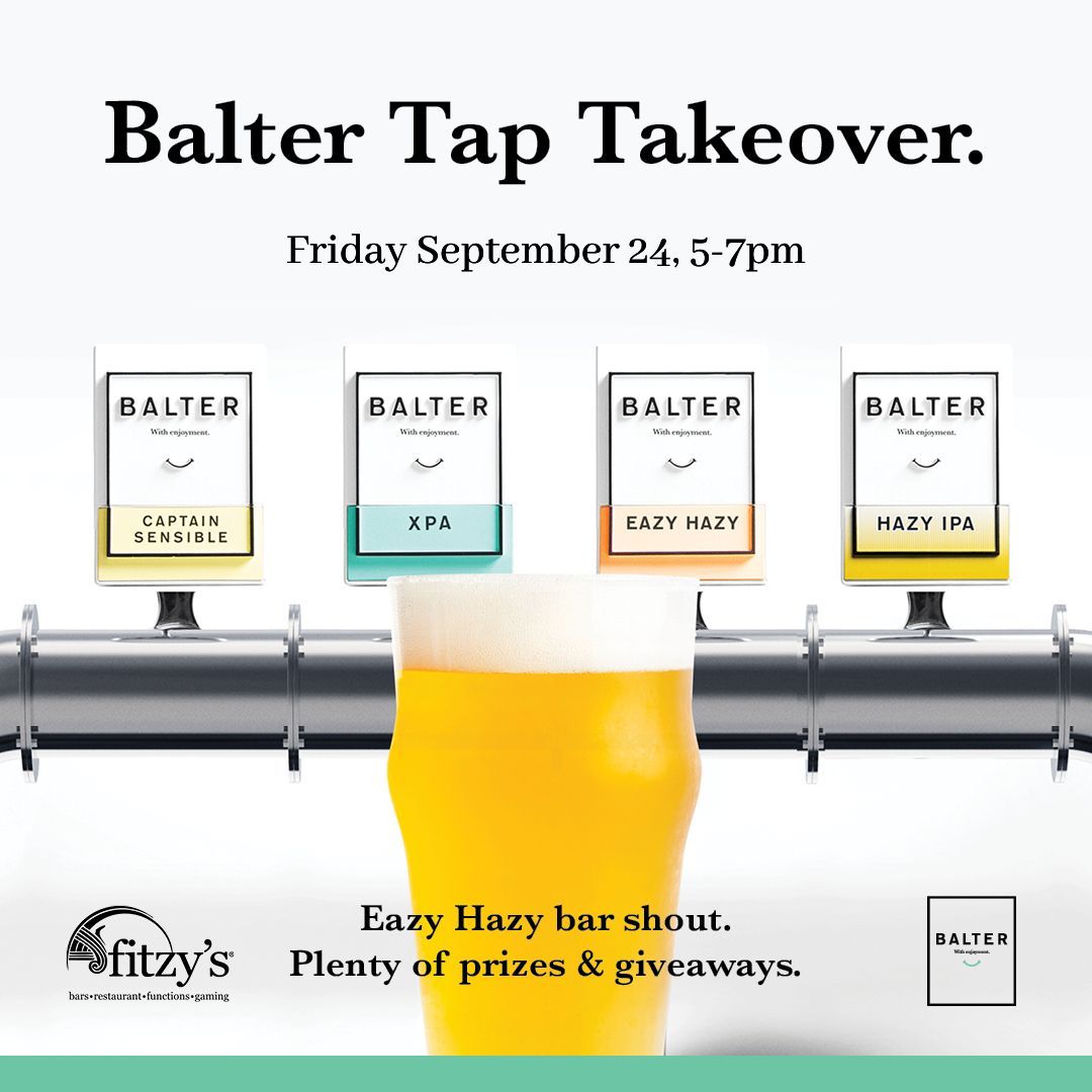 An advertisement for balter tap takeover on friday september 24th