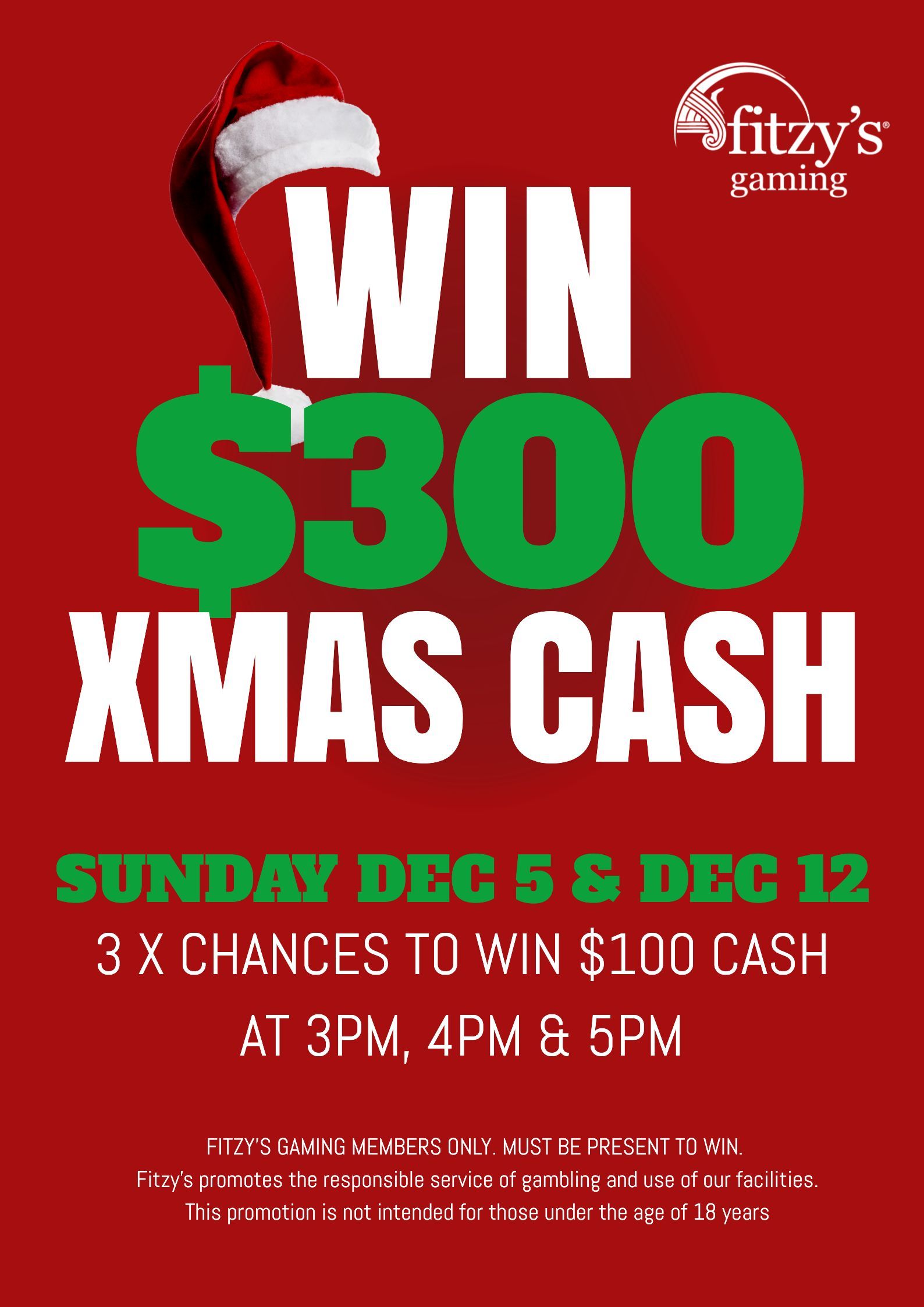 A poster that says win $ 300 xmas cash