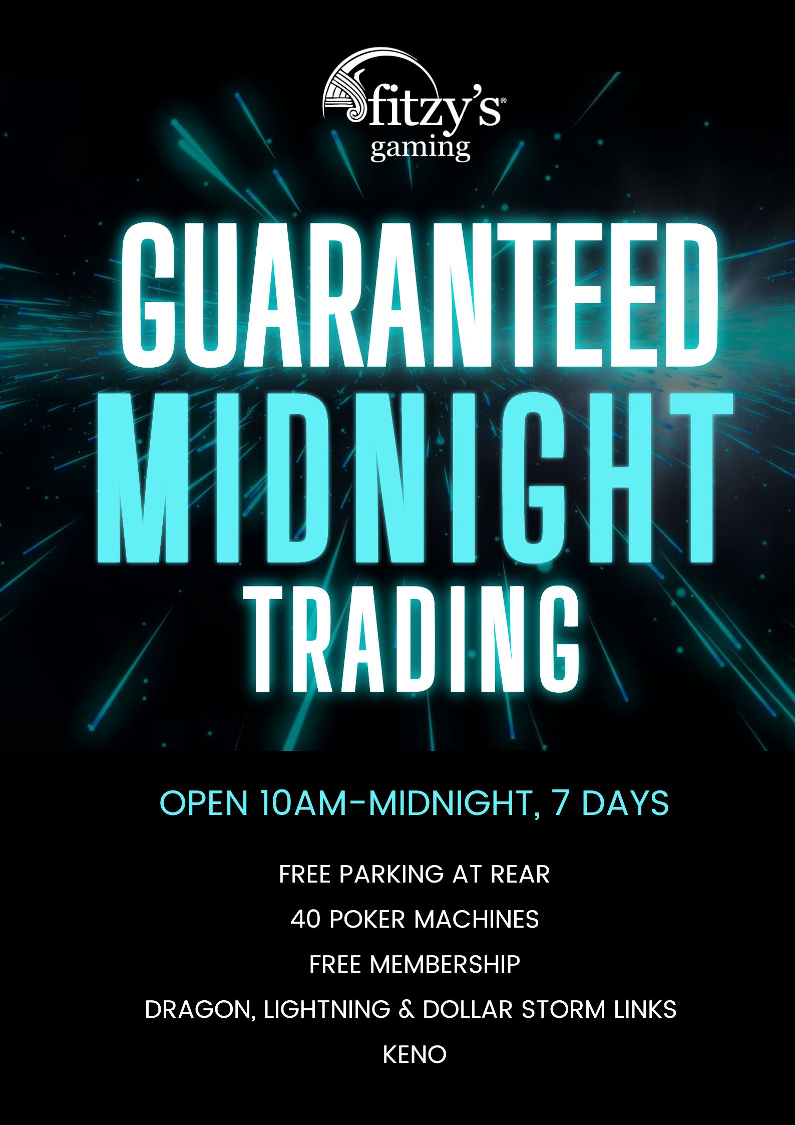 A poster for a guaranteed midnight trading event