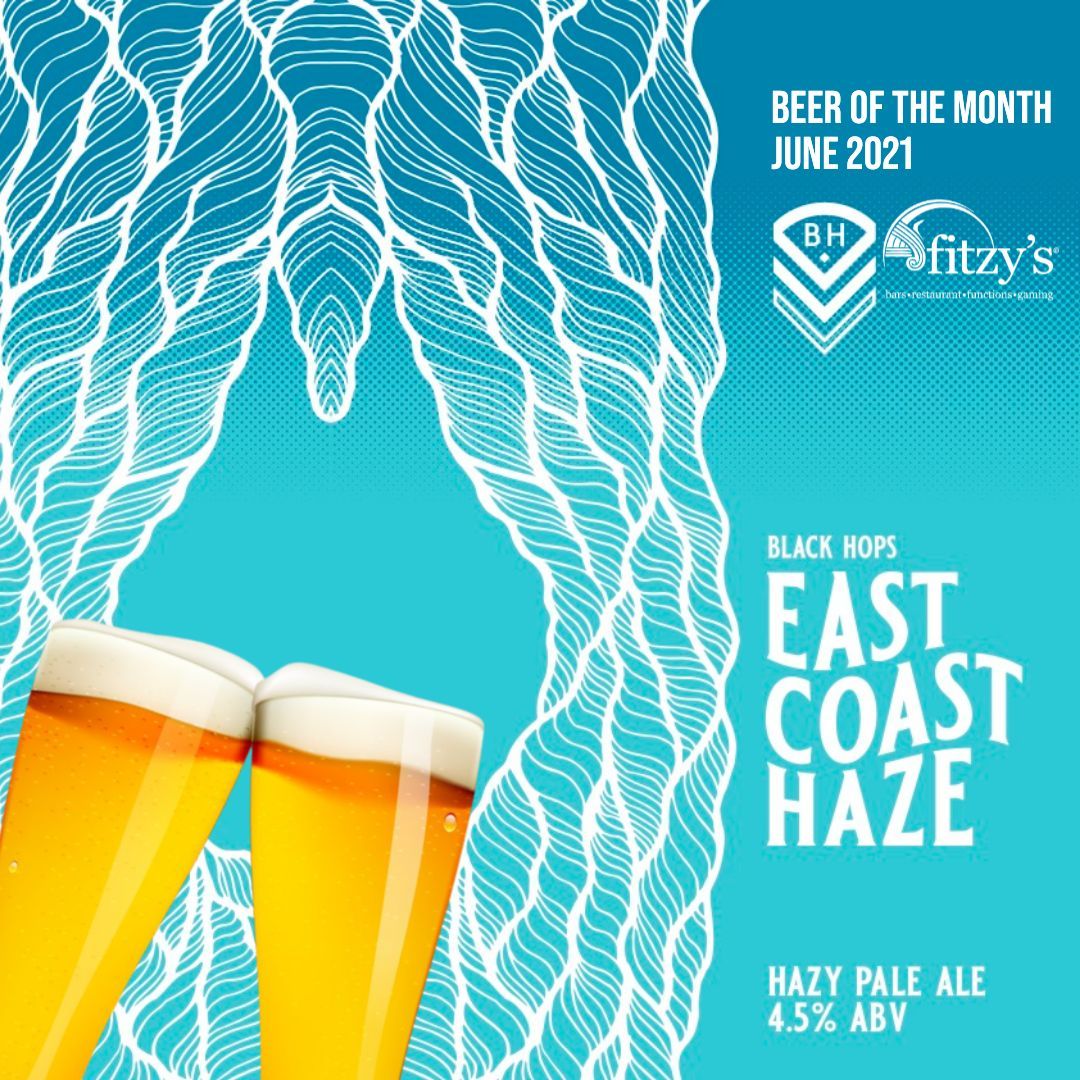 A poster for east coast haze beer of the month