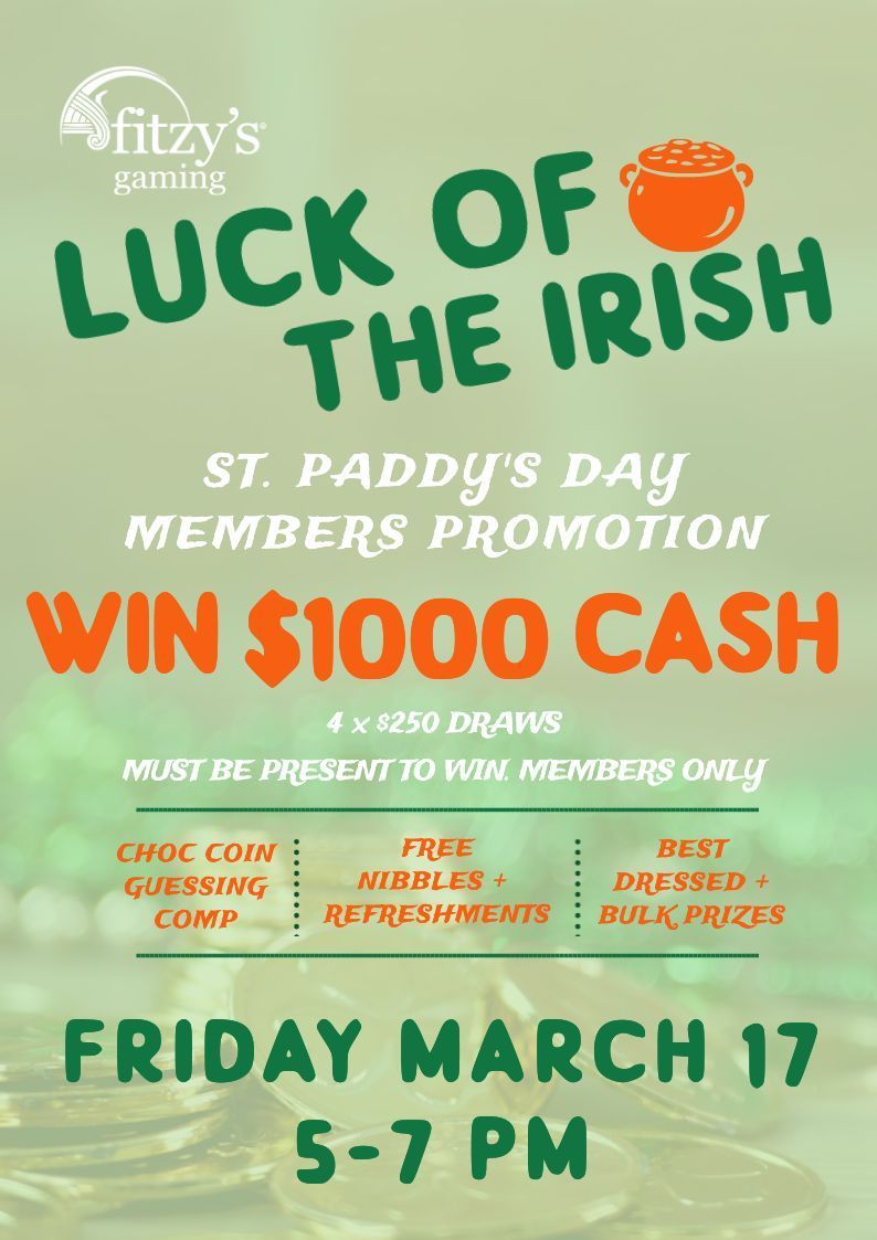 A poster that says luck of the irish on it