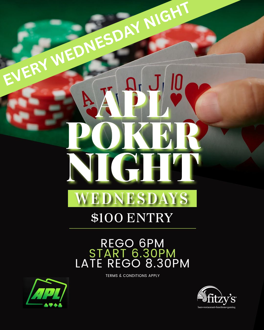 A poster for a pub poker event on wednesdays