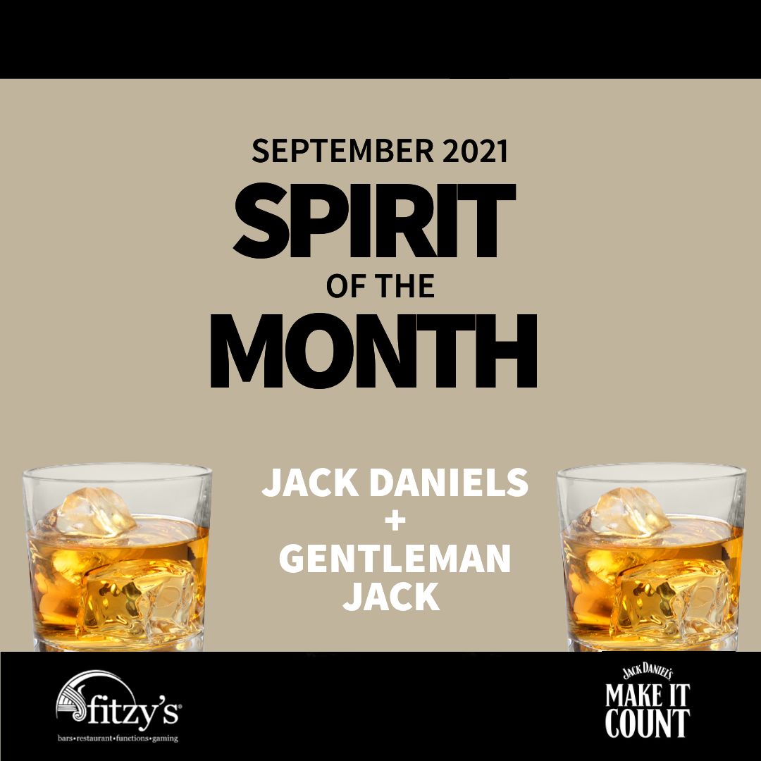 A poster that says spirit of the month jack daniels and gentleman jack