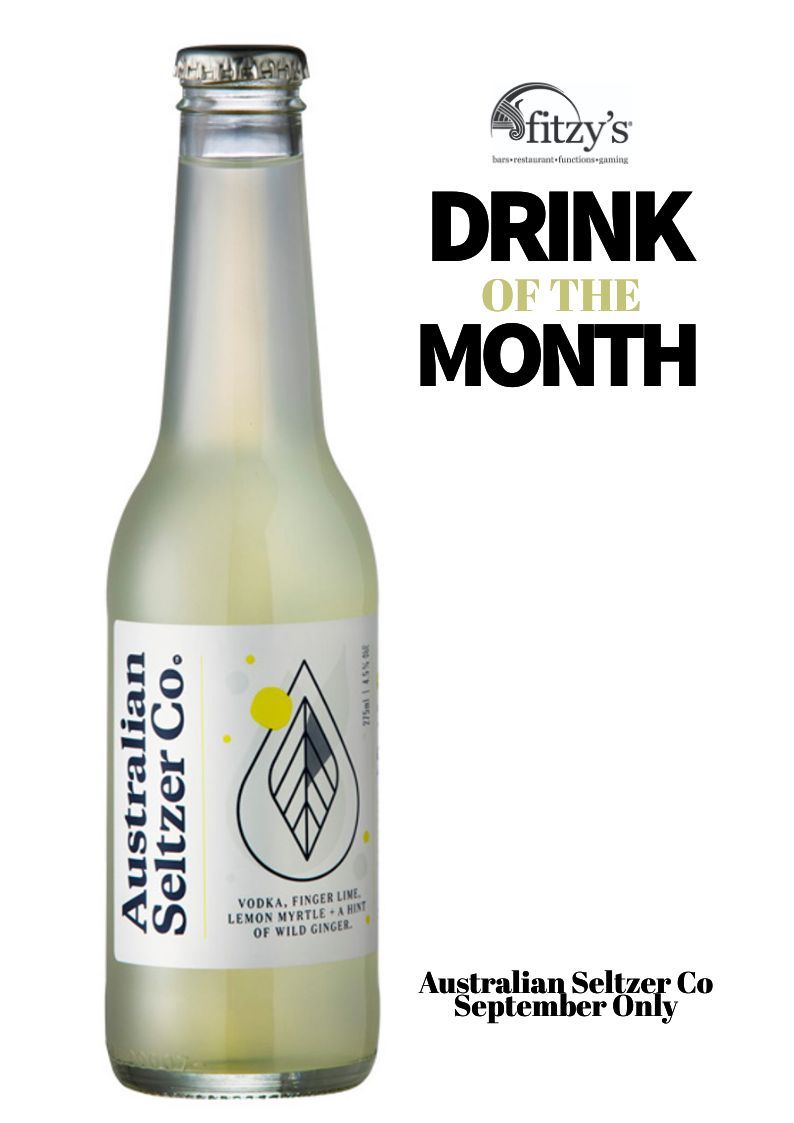 A bottle of australian seltzer co. drink of the month
