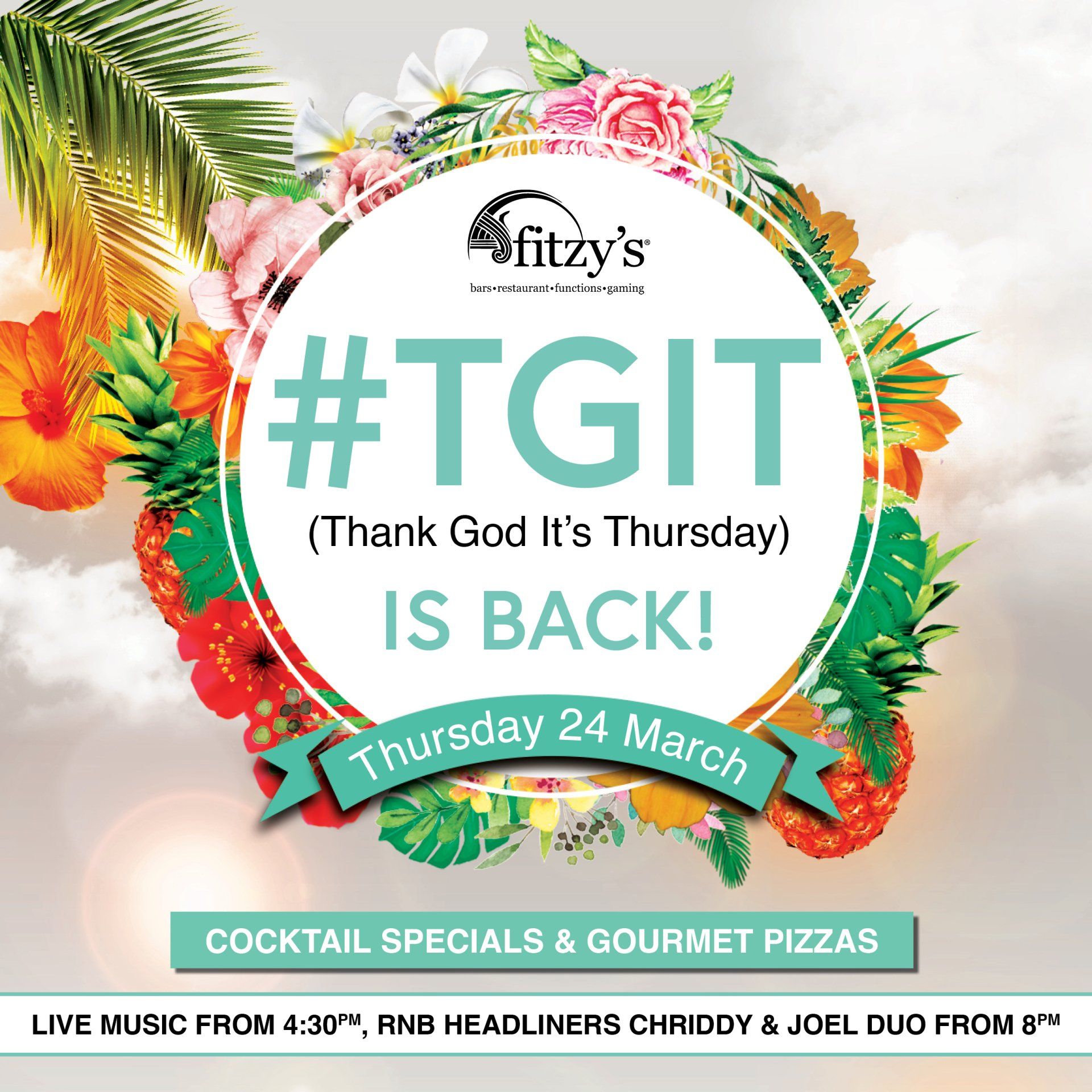 An advertisement for fitzy 's restaurant that says