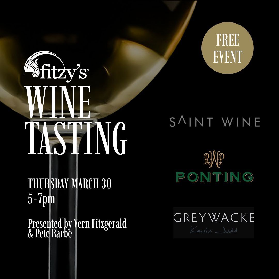 A poster for fitzy 's wine tasting on thursday march 30