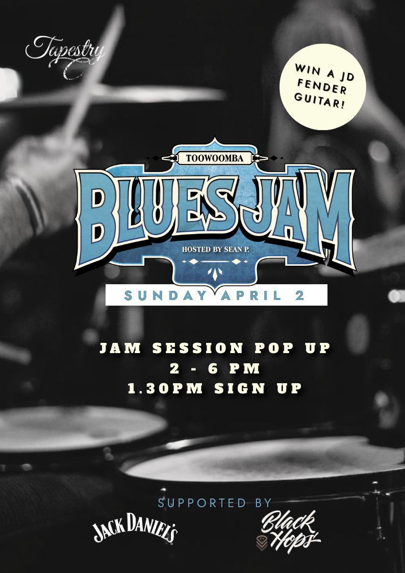 A poster for a blues jam jam session pop up