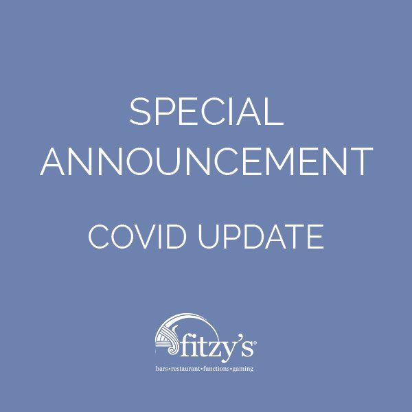 A blue background with white text that says special announcement covid update