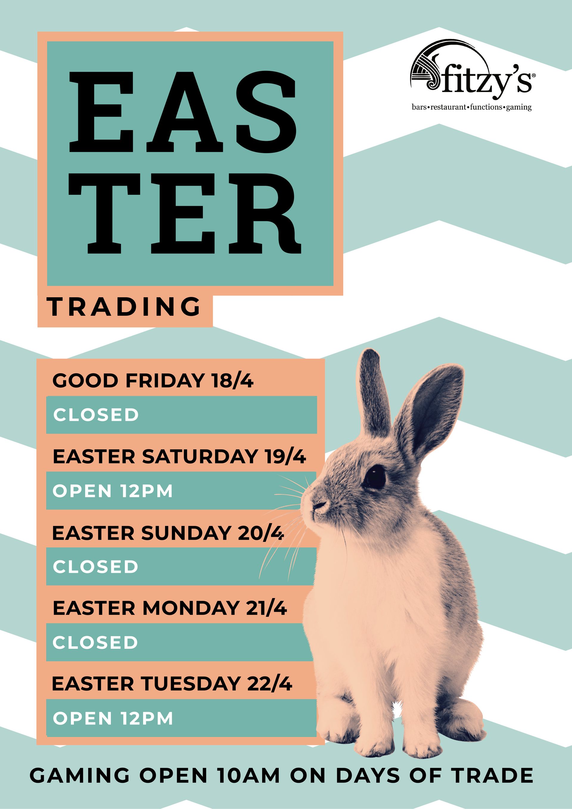 A poster with a rabbit on it that says eas ter trading