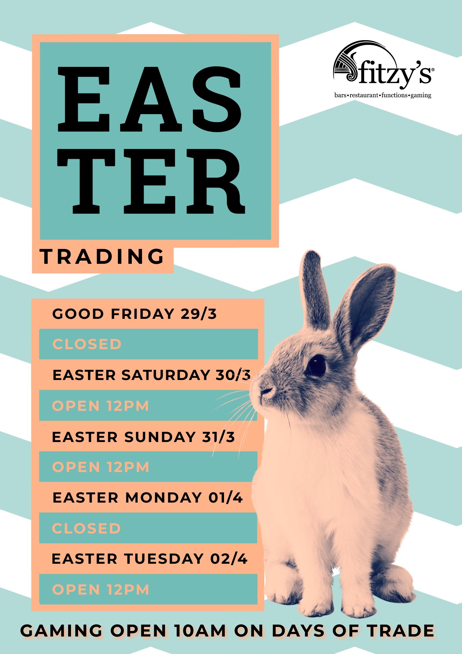 A poster with a rabbit on it that says eas ter trading