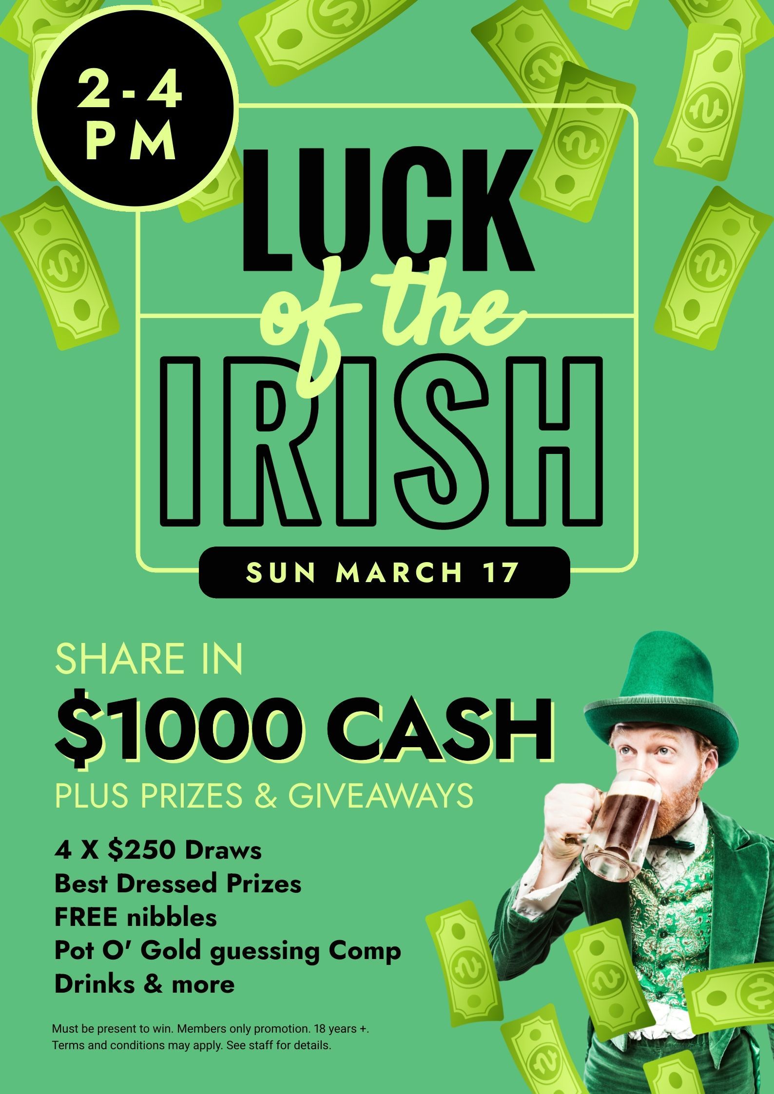 A poster that says luck of the irish on it