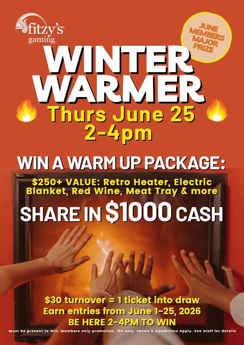 An advertisement for a $1000 cash giveaway with a winter warmer theme